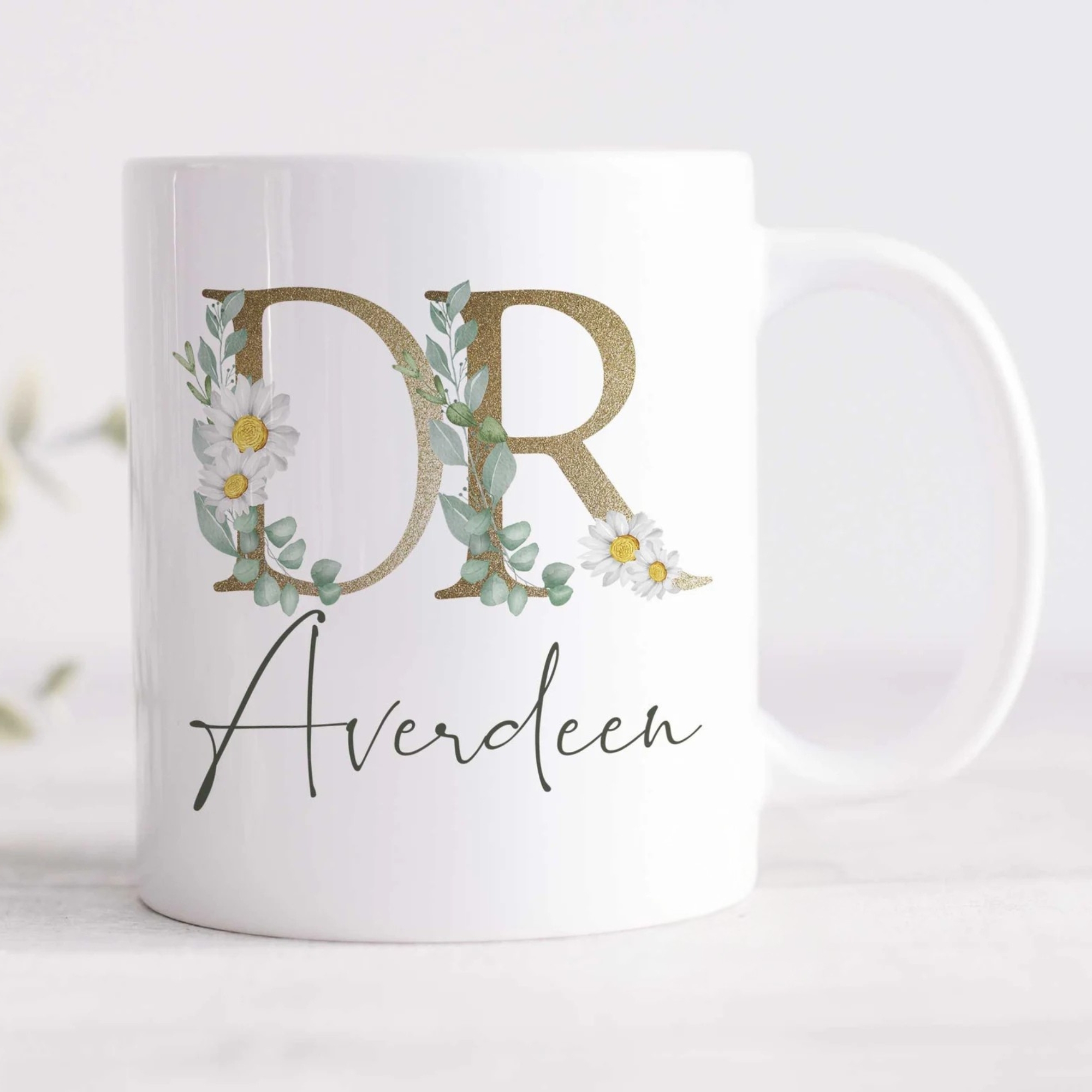 Personalized Doctor Name Floral Printed Coffee Mug