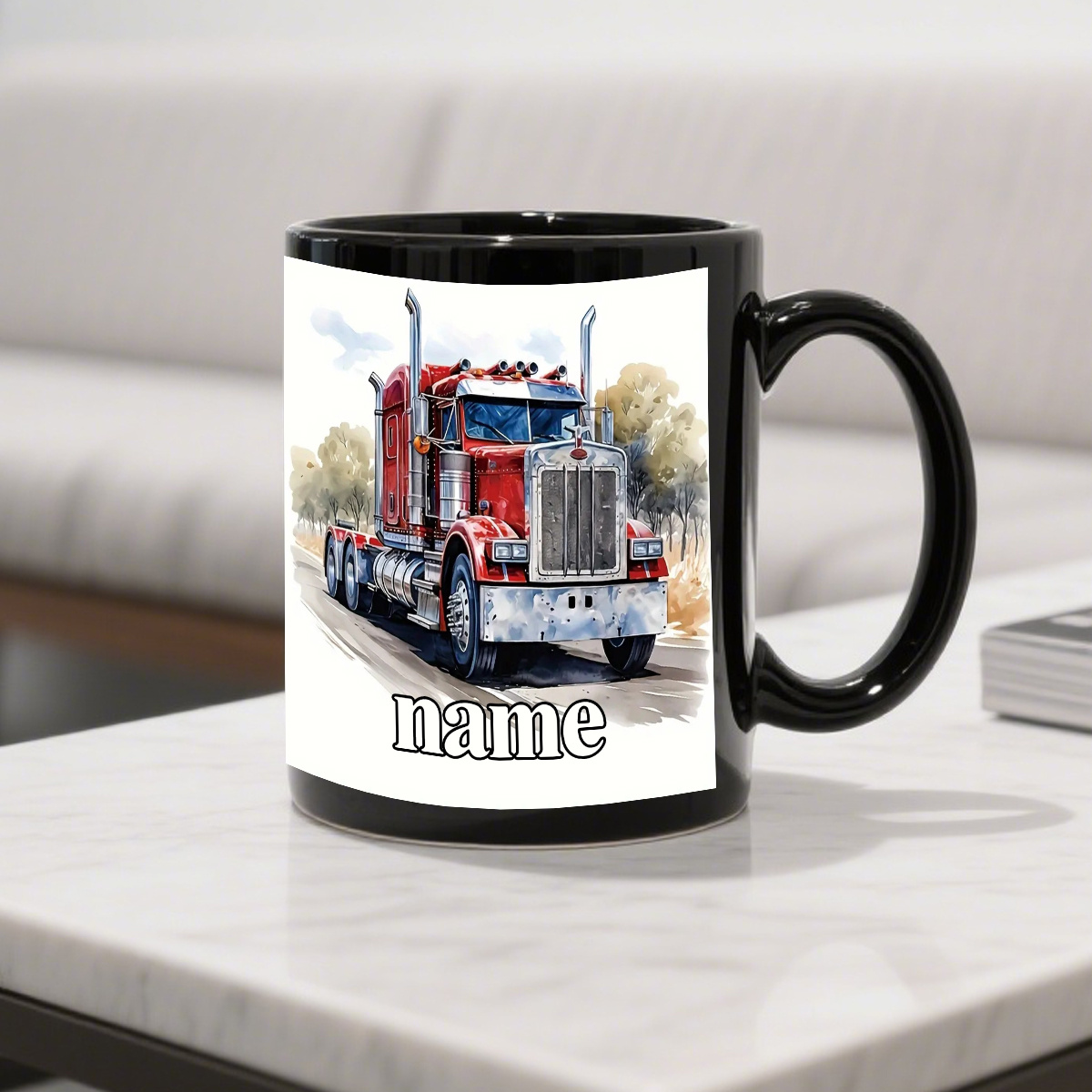 1pc Customizable Truck Mug Personalized Name Logo Heavy Duty 11oz Ceramic Coffee Cup