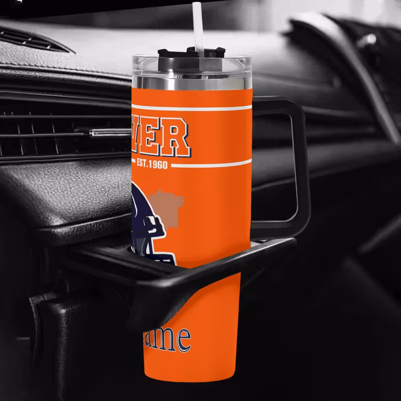 customizable football 40oz stainless steel vacuum vacuum with lid straw personalized name car cup reusable travel mug for coffee gift for fans ideal for cars offices home 4