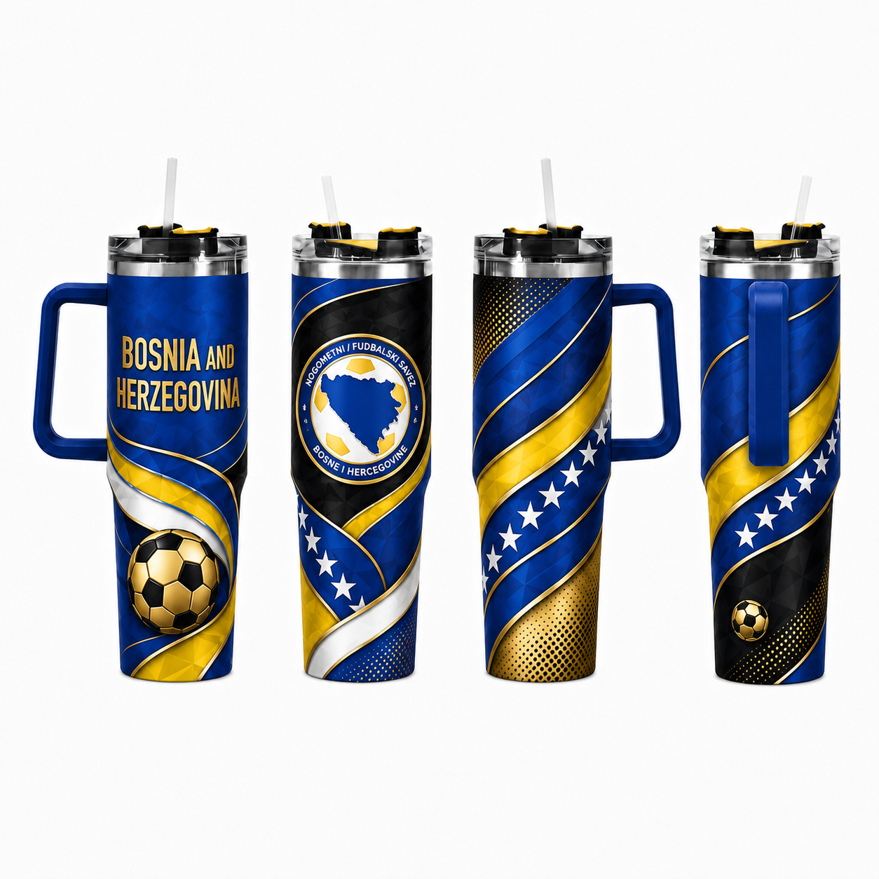 FIFA 2026 Bosnia and Herzegovina Football Sports All Over Printed 40oz Tumbler With Straw And Lid
