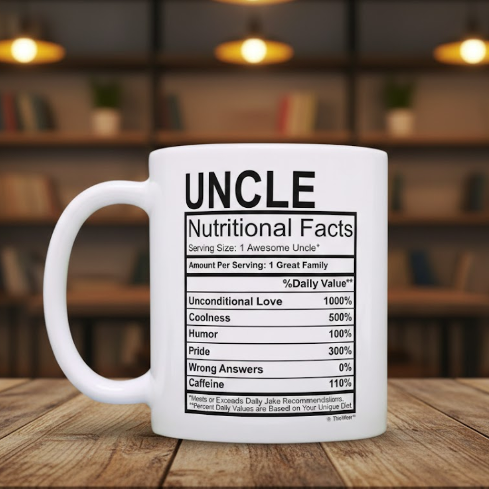 11 oz Ceramic New Uncle Nutritional Facts Coffee Mug Funny Drinkware
