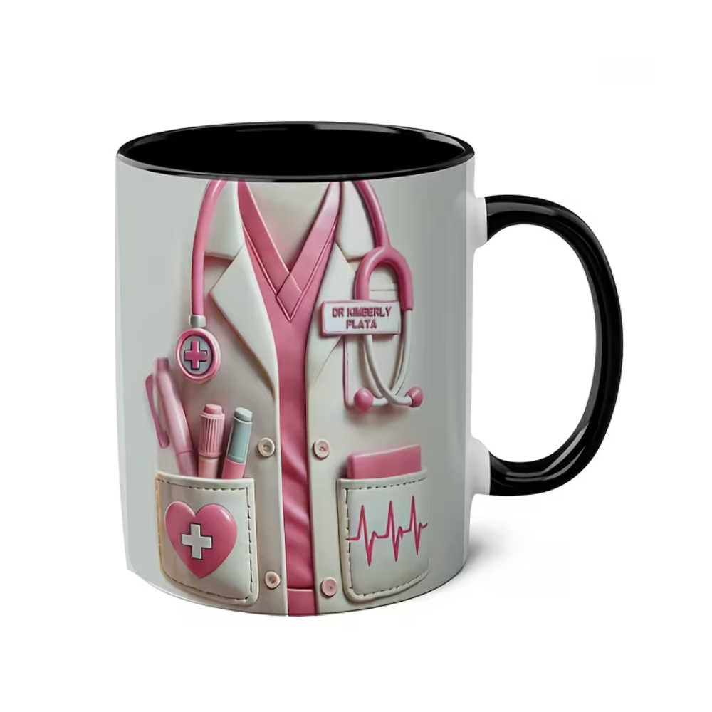 Personalized Medical Themed Ceramic Coffee Mug with Stethoscope Design