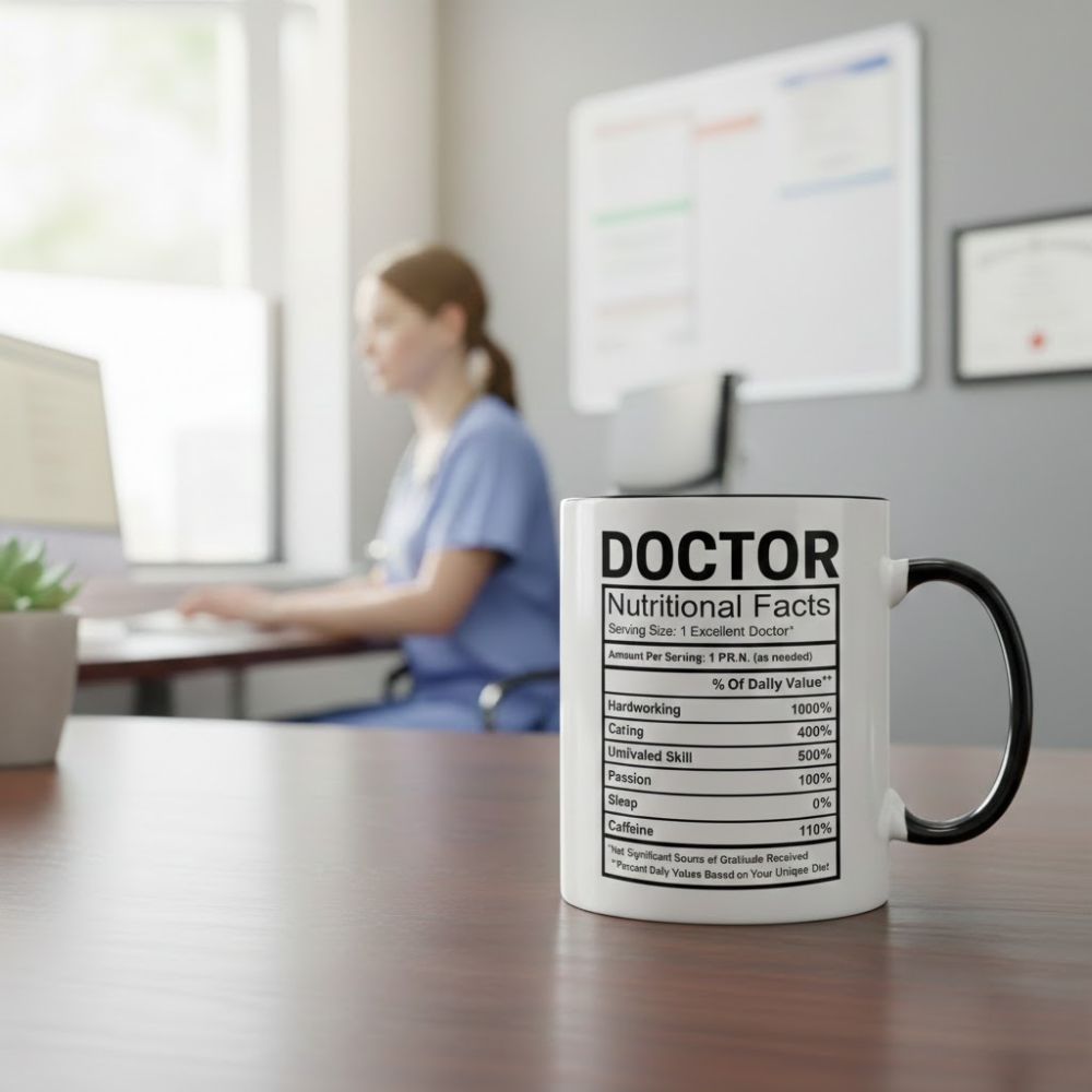 15 oz Ceramic Doctor Nutritional Facts Coffee Mug Double Sided Drinkware