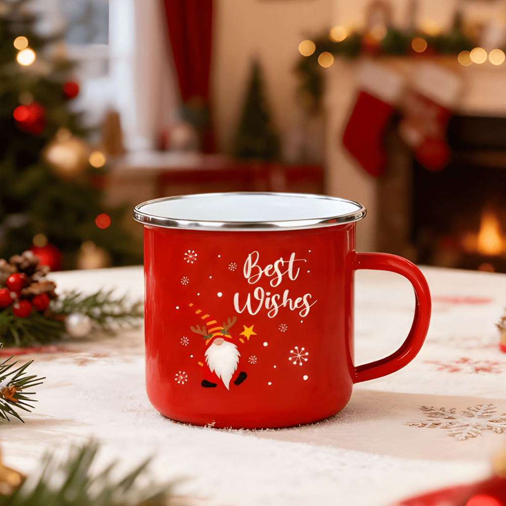1 Piece Of Christmas Enamel Mug