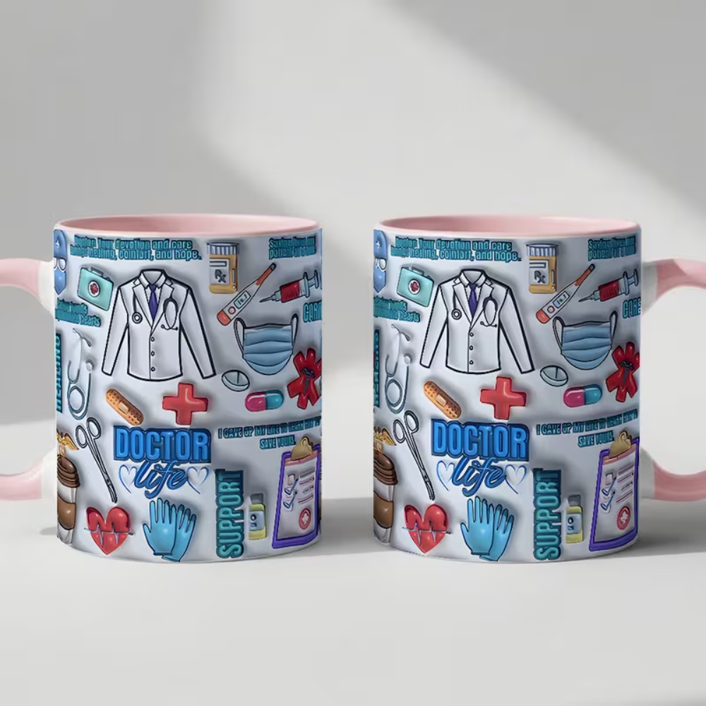 Ceramic Medical Theme Coffee Mug Doctor Nurse Pattern Drinkware