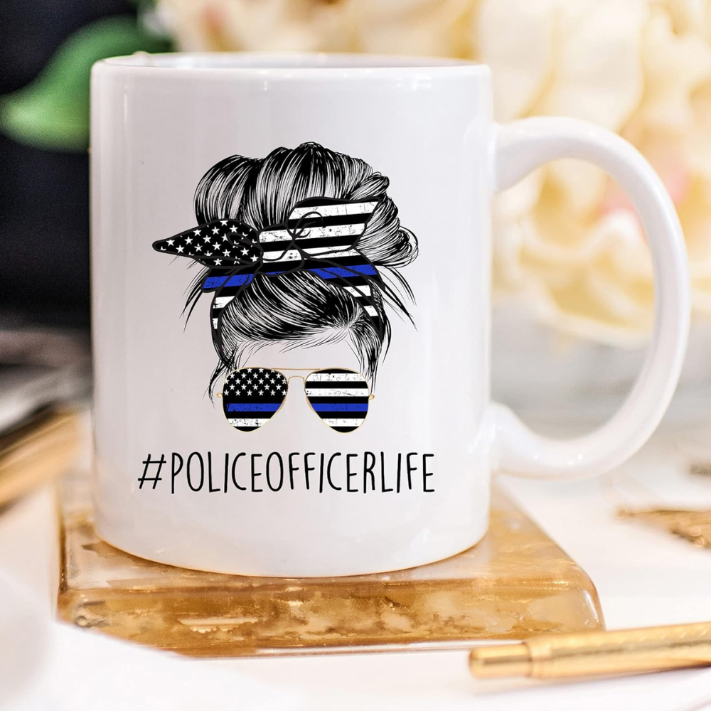 11 oz Ceramic Female Police Officer Coffee Mug Law Enforcement Drinkware