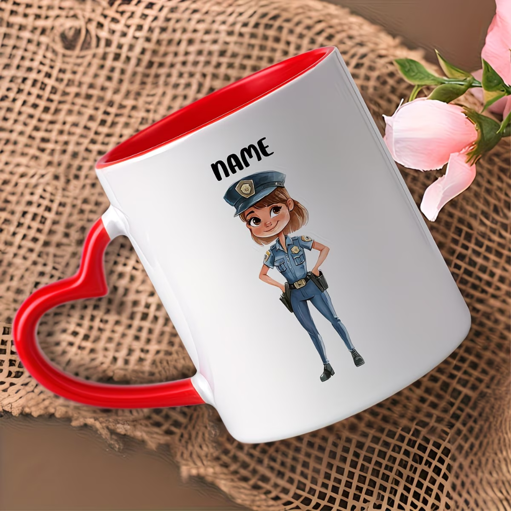 11oz Personalized Police Officer Cartoon Ceramic Mug