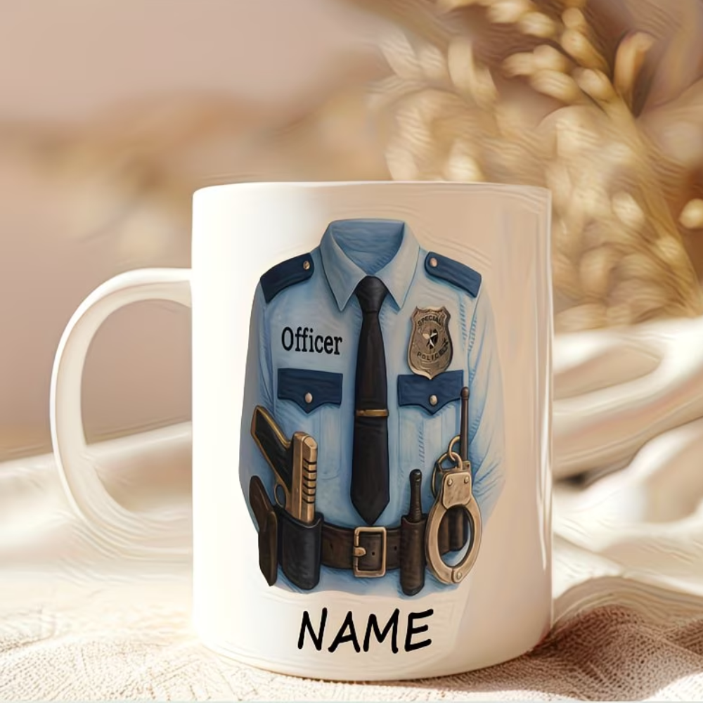 Personalized Police Officer Name Badge Ceramic Coffee Mug