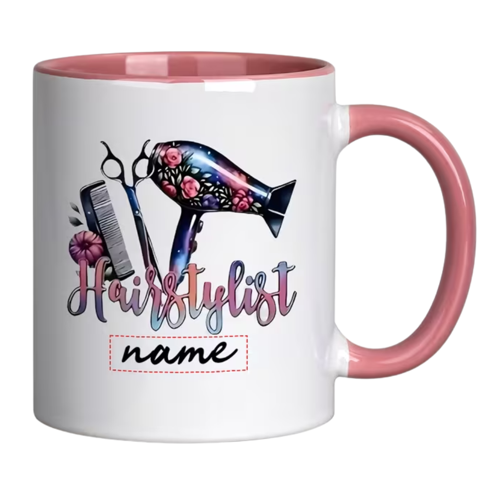 1pc Personalized Hairstylist Mug with Name/Text - 11oz Ceramic Hairdressing Cup,