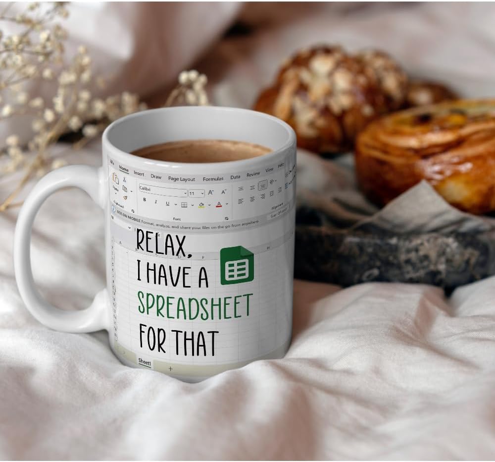 Funny Accountant Coffee Mug Spreadsheet Humor Gift for CPA Finance Banker and Coworker