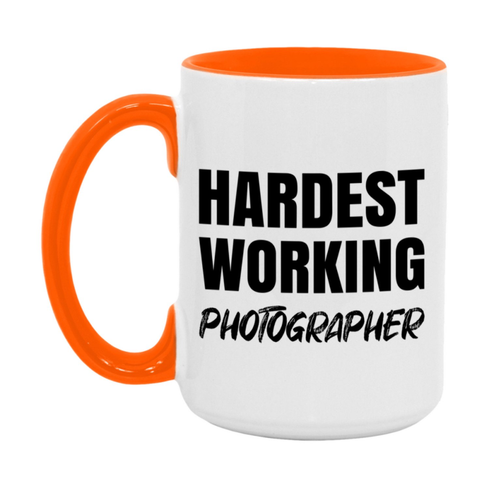 Photographer Superlative Mug, Hardest Working Photographer, 11oz or 15oz Ceramic Coffee Mug