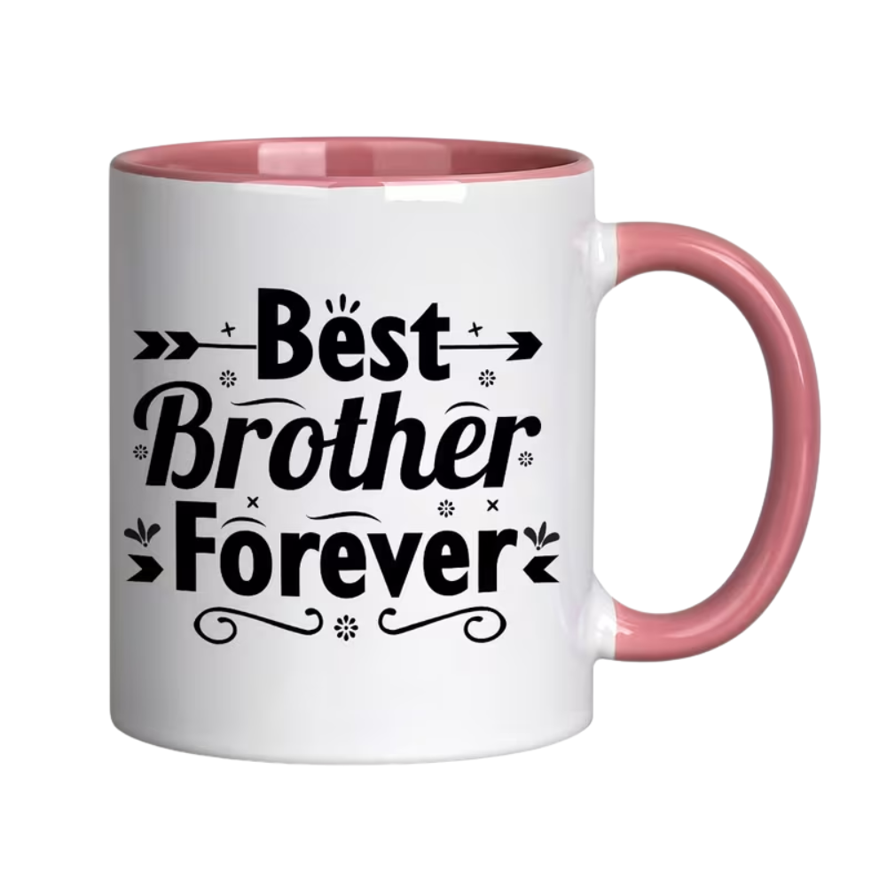 One Ceramic Coffee Mug, 11 Ounces, Featuring The Phrase 'Best for brother Forever'.