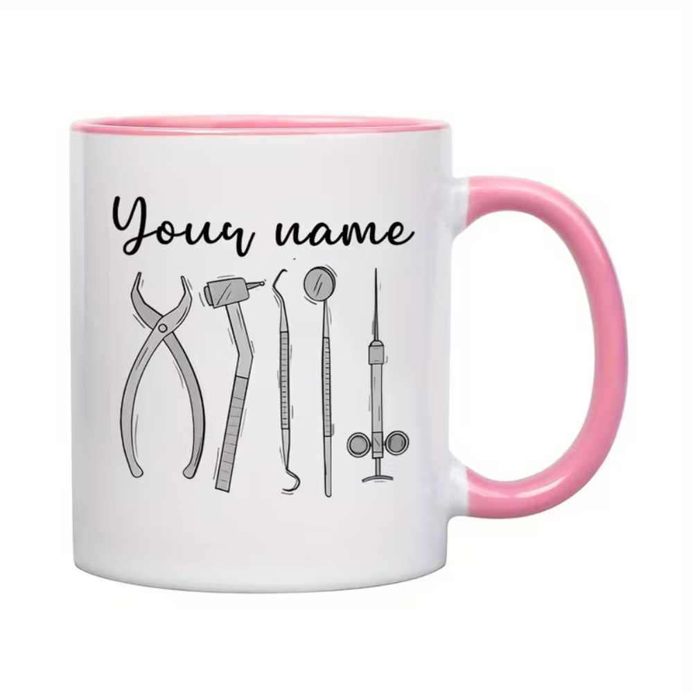 1pc Personalized Dental Mug - Custom Name & Funny "I'm Silently Judging Your Teeth" Message 