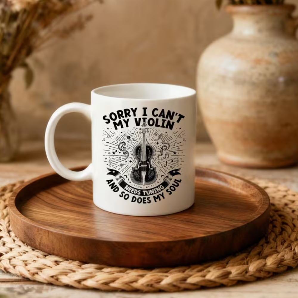 Funny Violin Tuning Quote Print 11oz Musician Coffee Mug