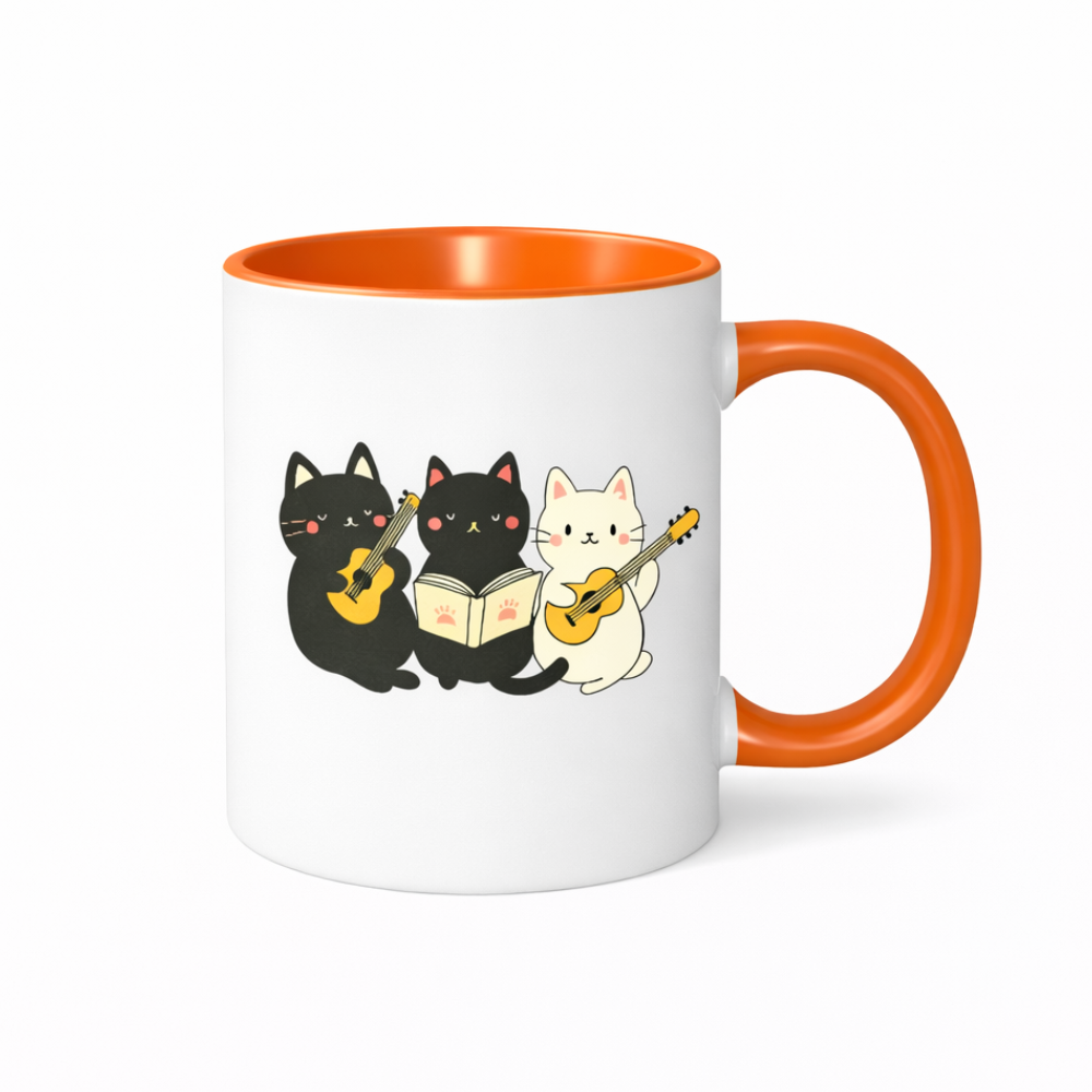 Cat Musician Graphic Themed 11oz Ceramic Coffee Mug