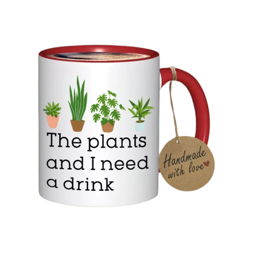 Botanical Theme Ceramic Coffee Cup With Funny Text Printed