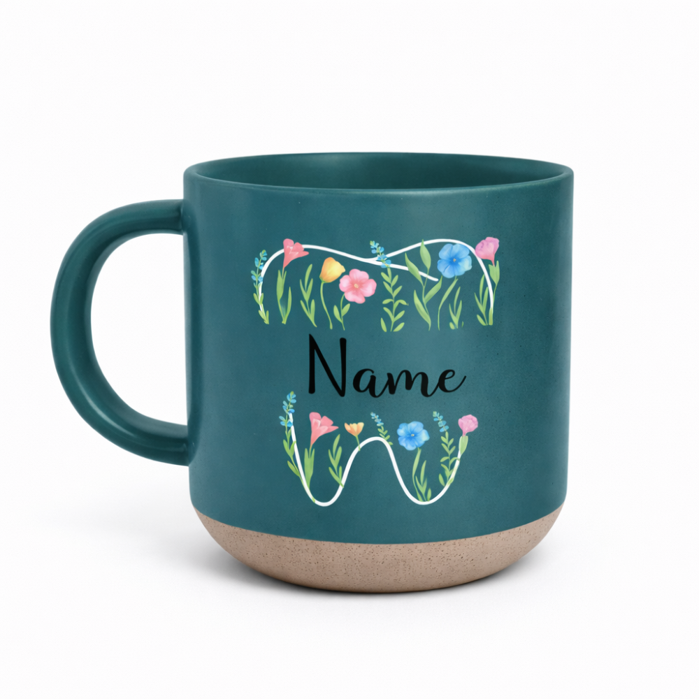 Custom Dental Themed Wildflowers Printed Pottery Mug