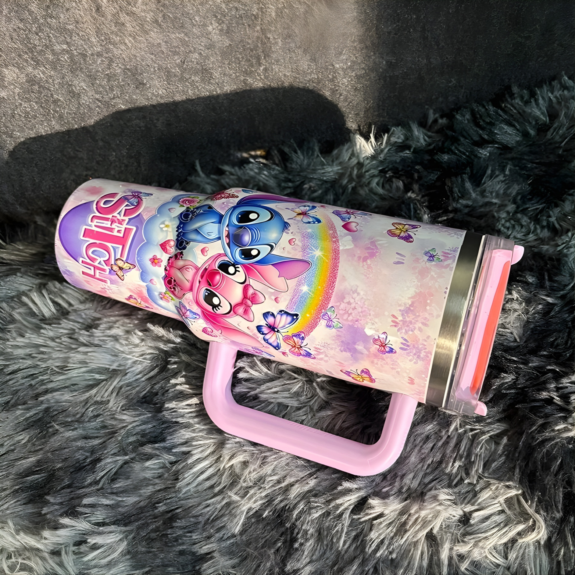 Cartoon Butterfly Design Tumbler With Handle For Daily Use