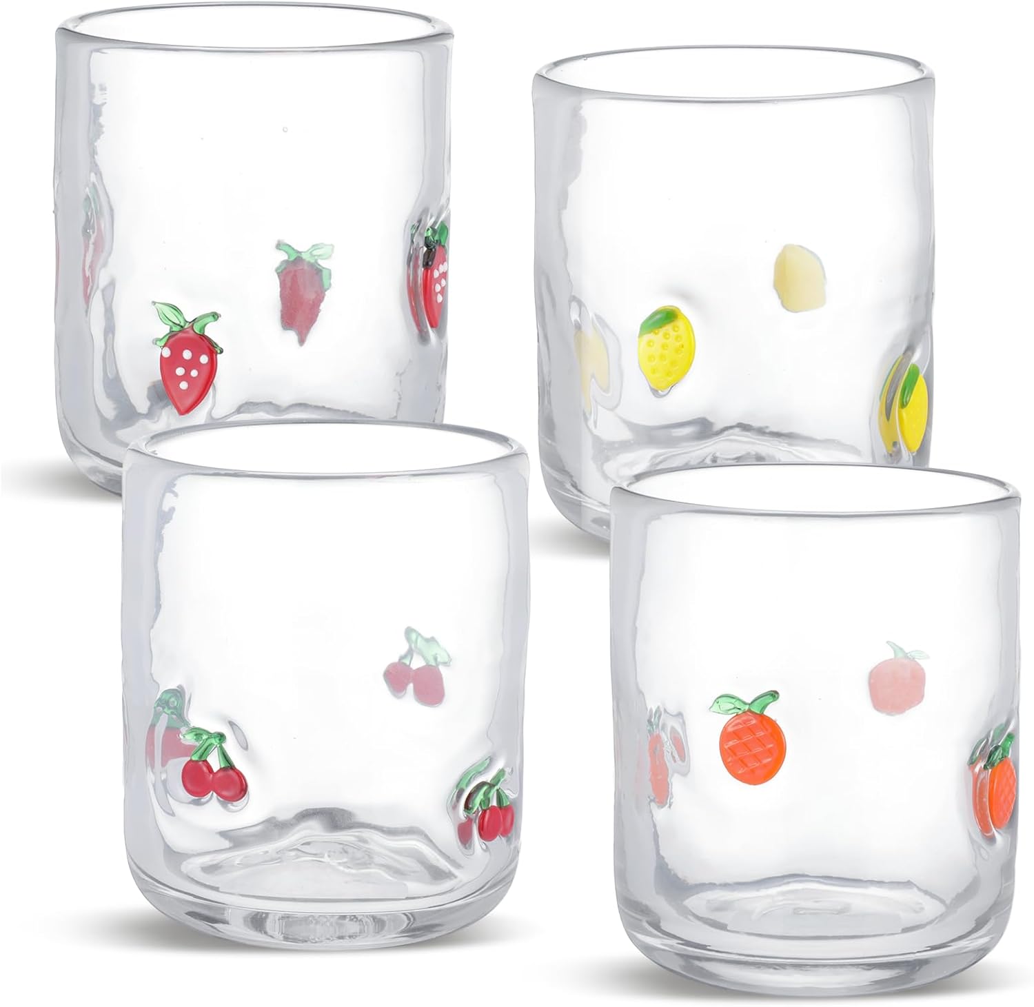 4 Pack Fruit Icon Juice Glasses Set