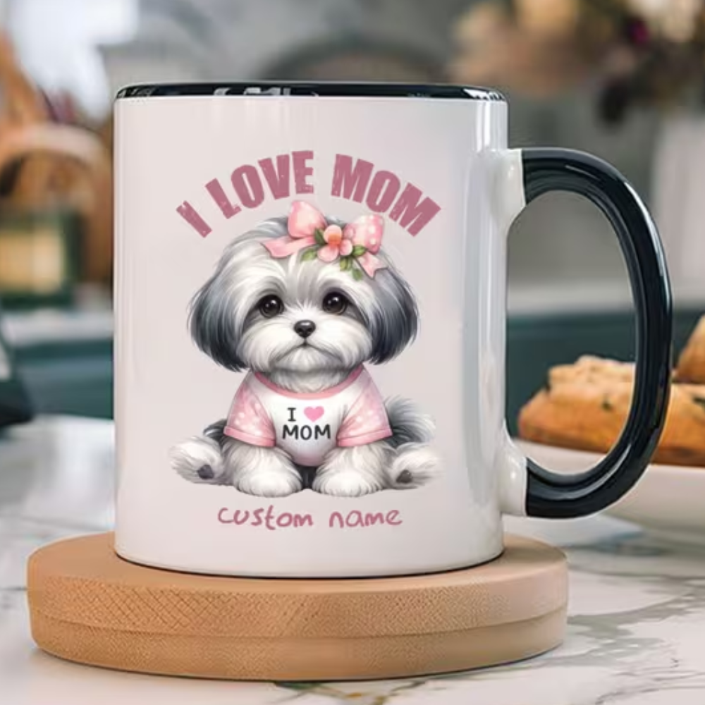 1 Piece 11Oz Personalized Ceramic Mug Shih Tzu I Love Mom Cup