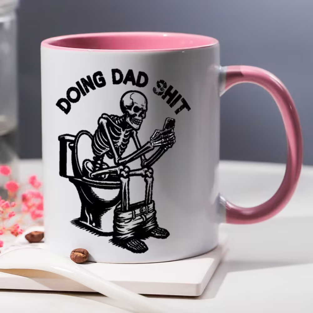 11 oz Ceramic Funny Skull Coffee Mug for Dad Novelty Drinkware