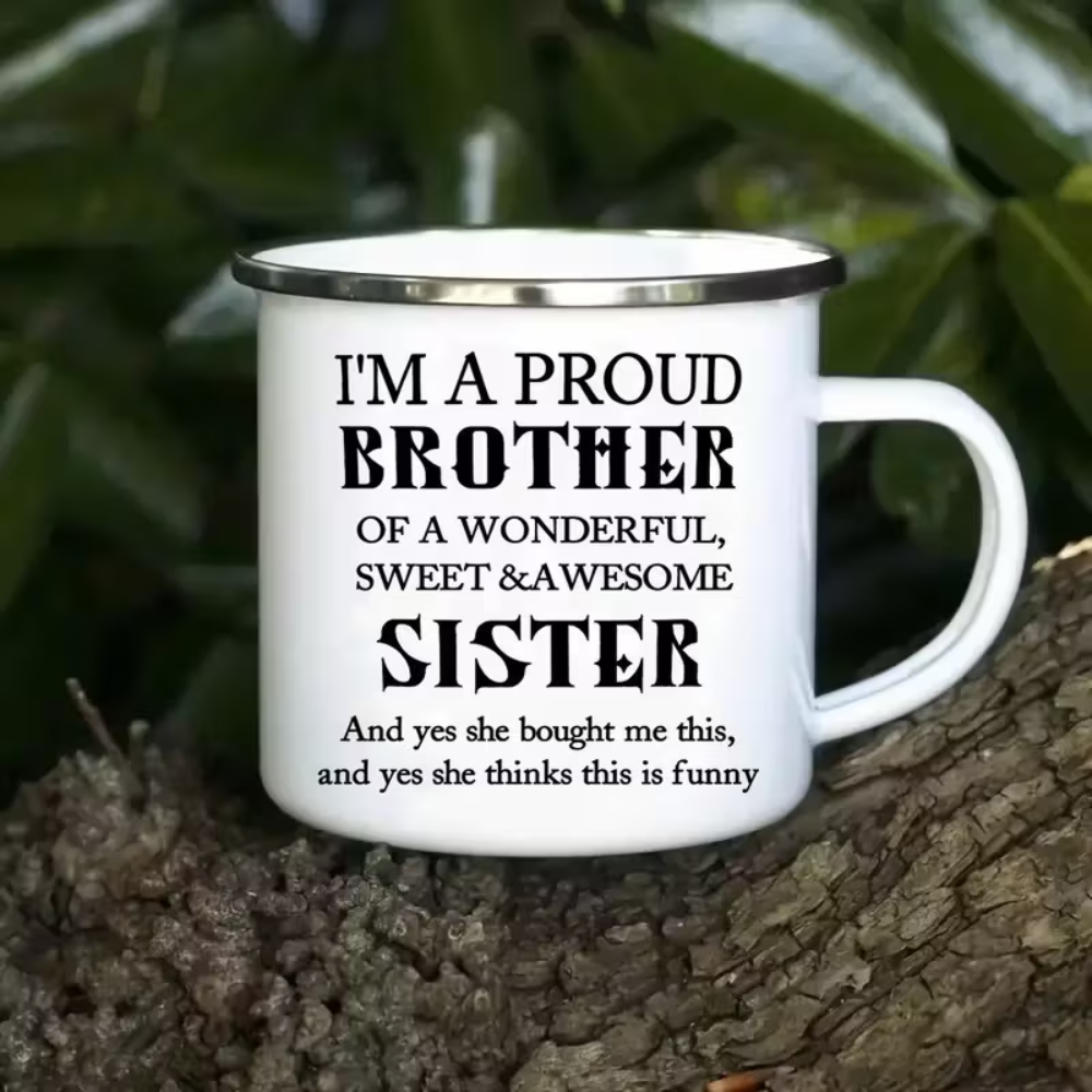 Brother's Delight: 12oz Enamel Coffee Cup - Perfect Gift for Brothers, Ideal for Christmas, Father's Day & Thanksgiving, Great for Camping & Outdoor Adventures