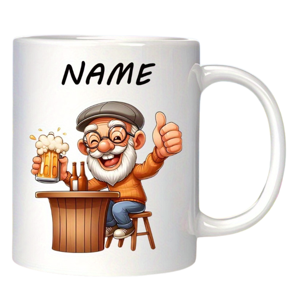 Drinking Grandpa' Design, Personalized and Unique Mug, Customizable with Name, Heat-resistant, Easy to Clean, Reusable, High-quality Material, Comfortable Grip, Ideal Gift for Oktoberfest, Thanksgiving, Valentine's Day
