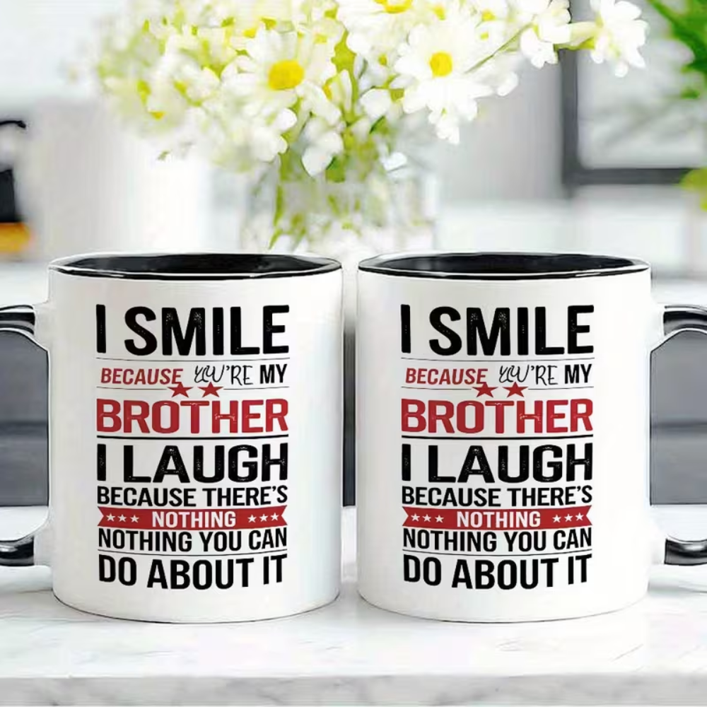 1pc Brother-Themed Coffee Mug with Sibling Quotes & Brother Design 