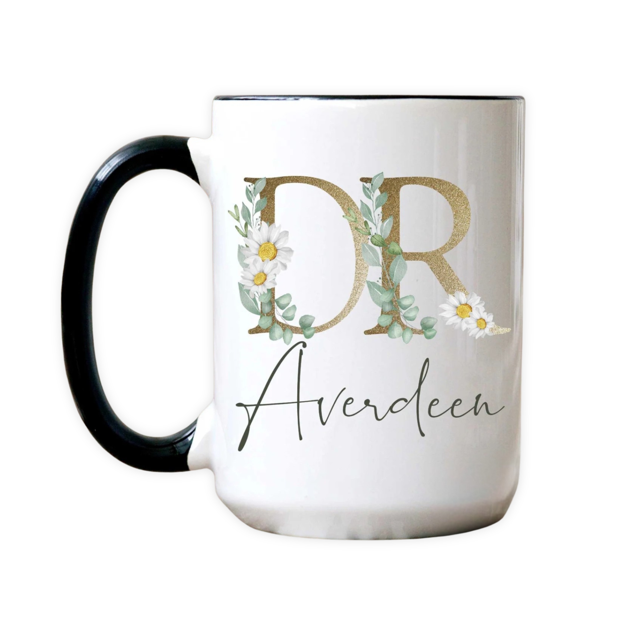 Personalized Doctor Name Floral Printed Coffee Mug