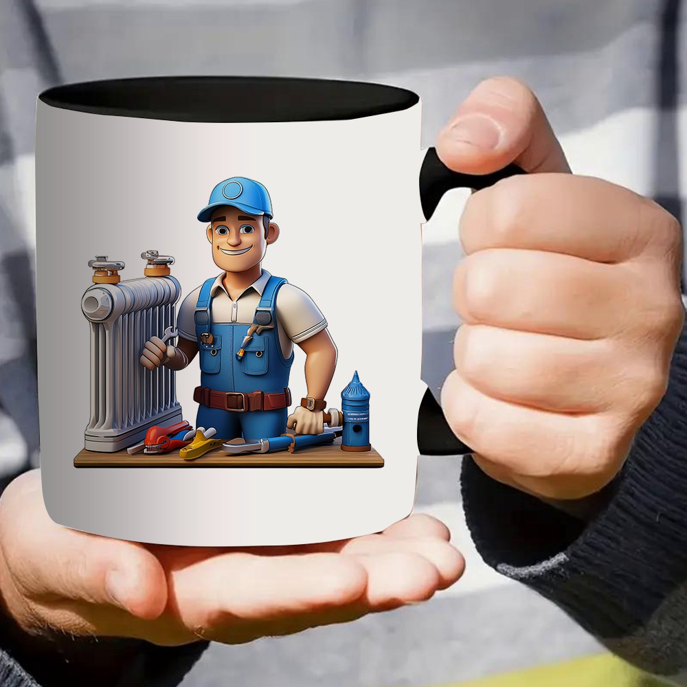 1pc Cute Cartoon Plumber Design Coffee Mug