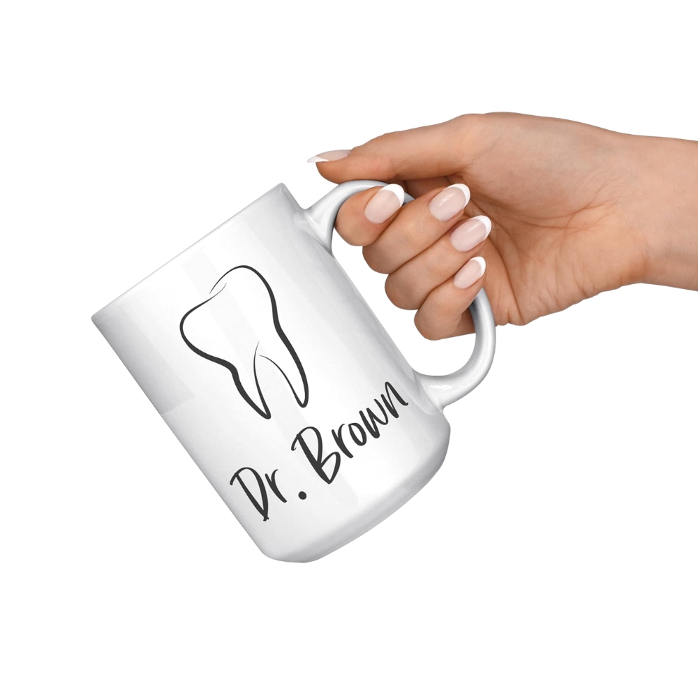 Personalized Dentist Mug – Custom Name Gift for Dentist, 11oz White Ceramic Cup