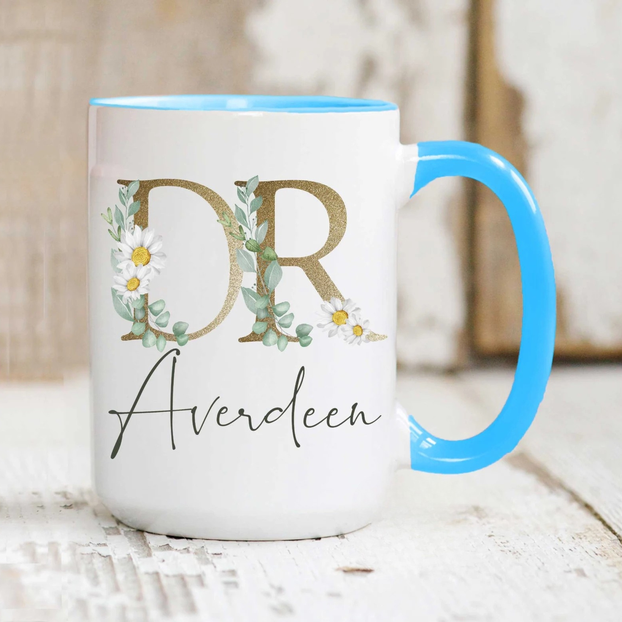 Personalized Doctor Name Floral Printed Coffee Mug