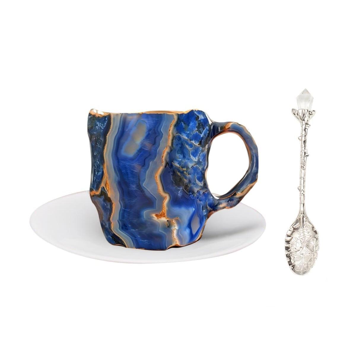 Geode Inspired Resin Mug With Crystal Spoon - Mineral Mug