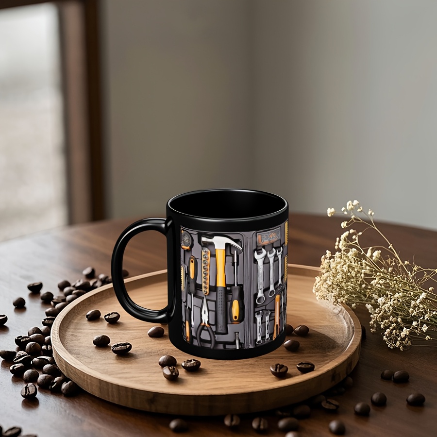 11oz Industrial Themed Ceramic Mug Compatible For Toolbox