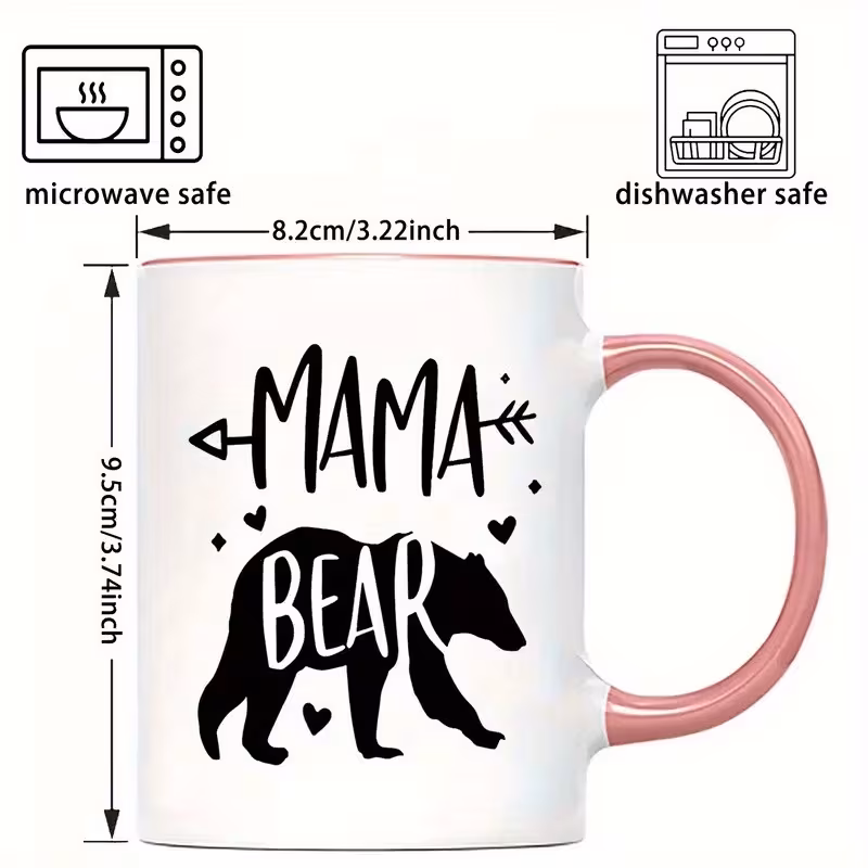 1pc 11oz mama bear mug ceramic tea cup with cute mama perfect gift for mom wife daughter or son ideal for mother s day valentine s day birthdays microwave and dishwasher safe everyday drinkware durable mug Product details 4