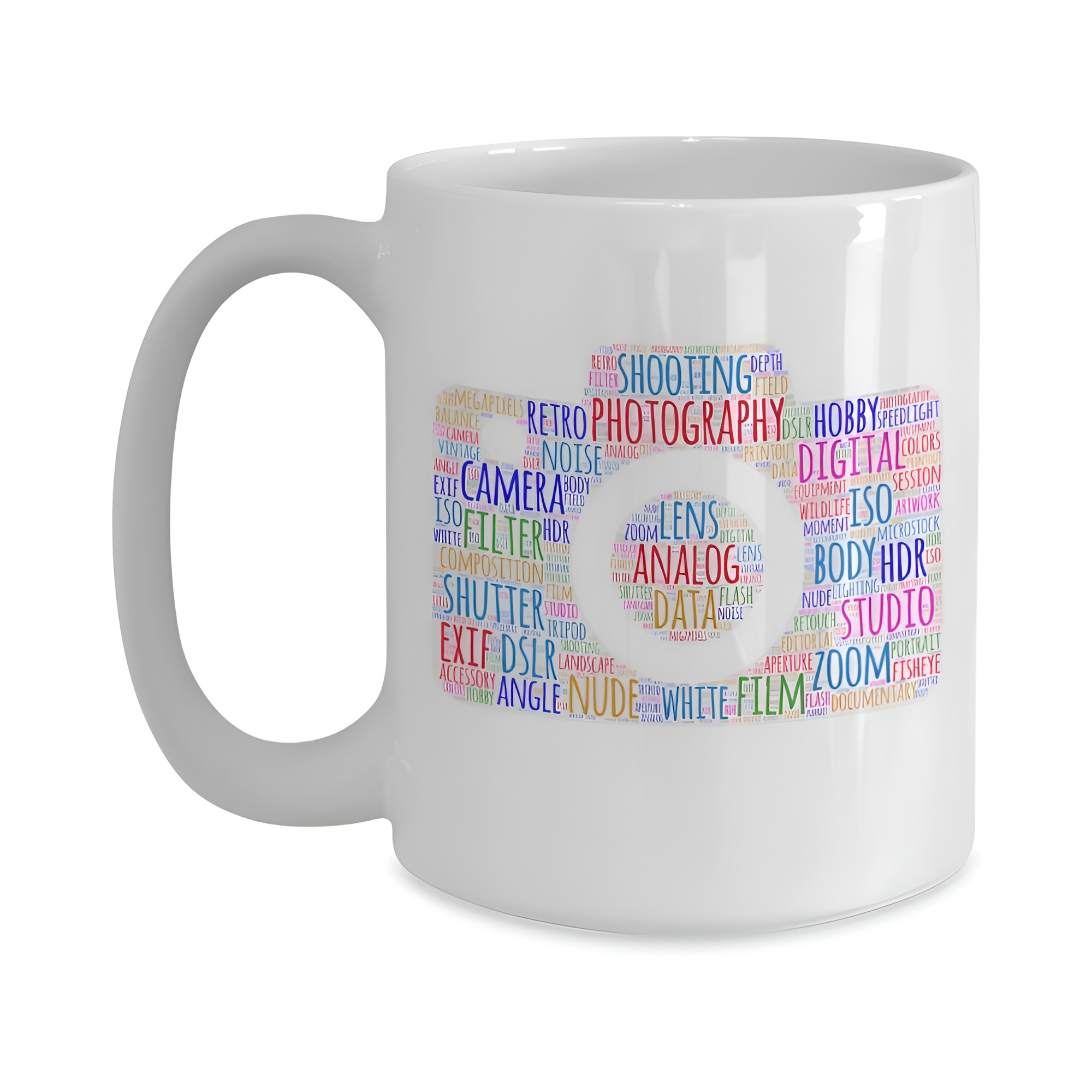 Photography Themed Word Cloud Ceramic Coffee Mug 