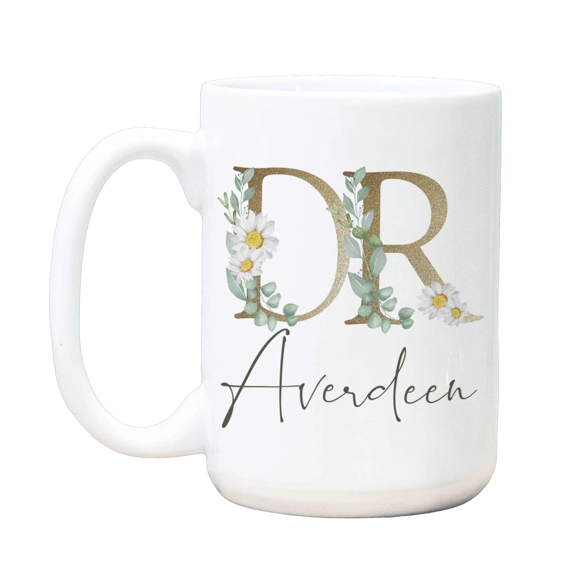 Personalized Doctor Name Floral Printed Coffee Mug