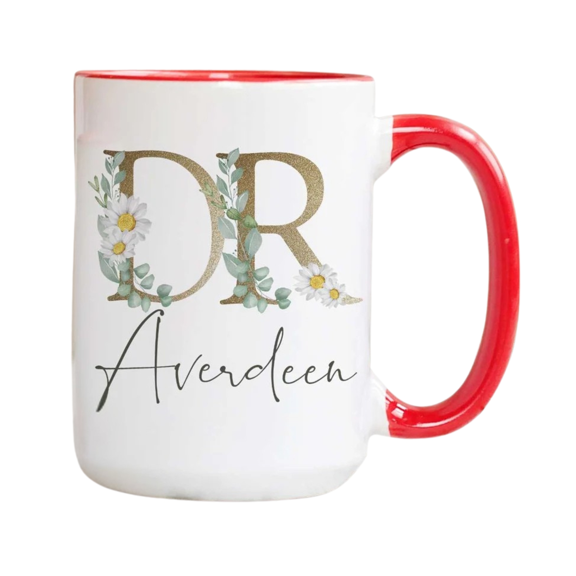 Personalized Doctor Name Floral Printed Coffee Mug