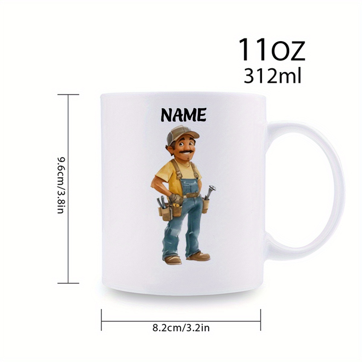 11oz Personalized Name Custom Cartoon Style Ceramic Coffee Mug.