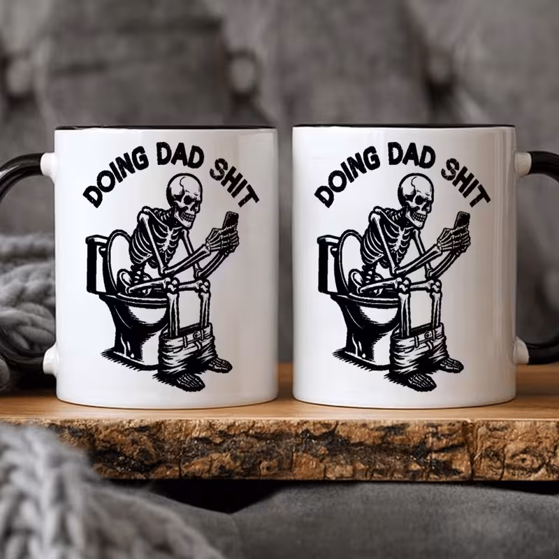 1pc funny skull doing dad 11oz ceramic coffee mug humorous skeleton design perfect gift for fathers day birthdays christmas halloween thanksgiving and more 8
