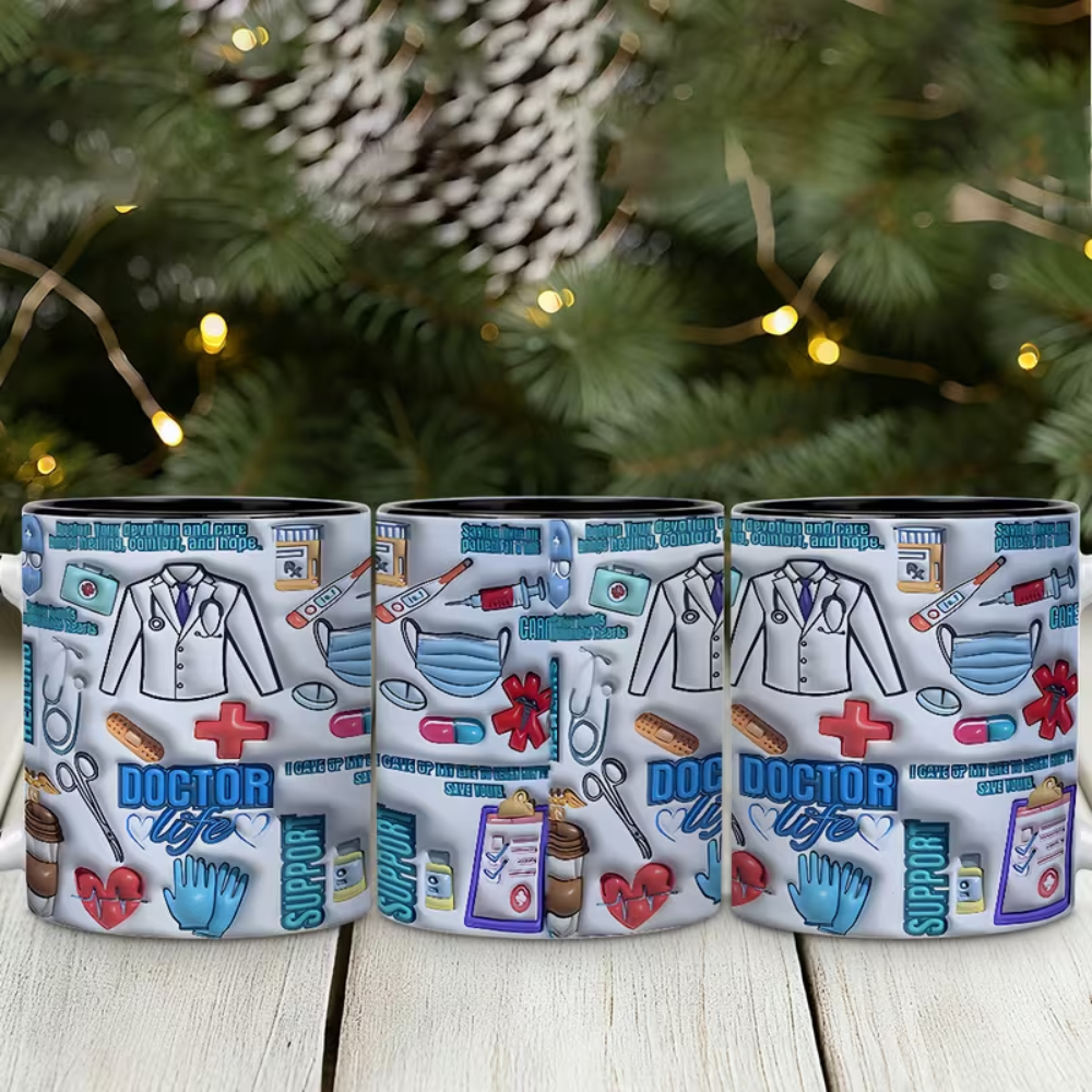 Ceramic Medical Theme Coffee Mug Doctor Nurse Pattern Drinkware