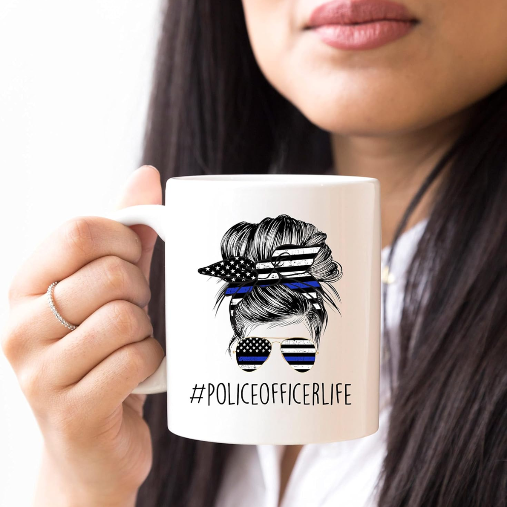 11 oz Ceramic Female Police Officer Coffee Mug Law Enforcement Drinkware