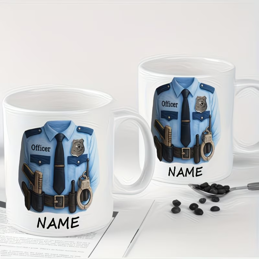 Personalized Police Officer Name Badge Ceramic Coffee Mug