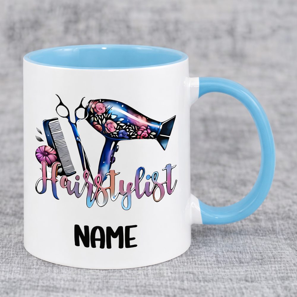 A Creative Hairstylist Ceramic Coffee Mug with a Double-Sided Design