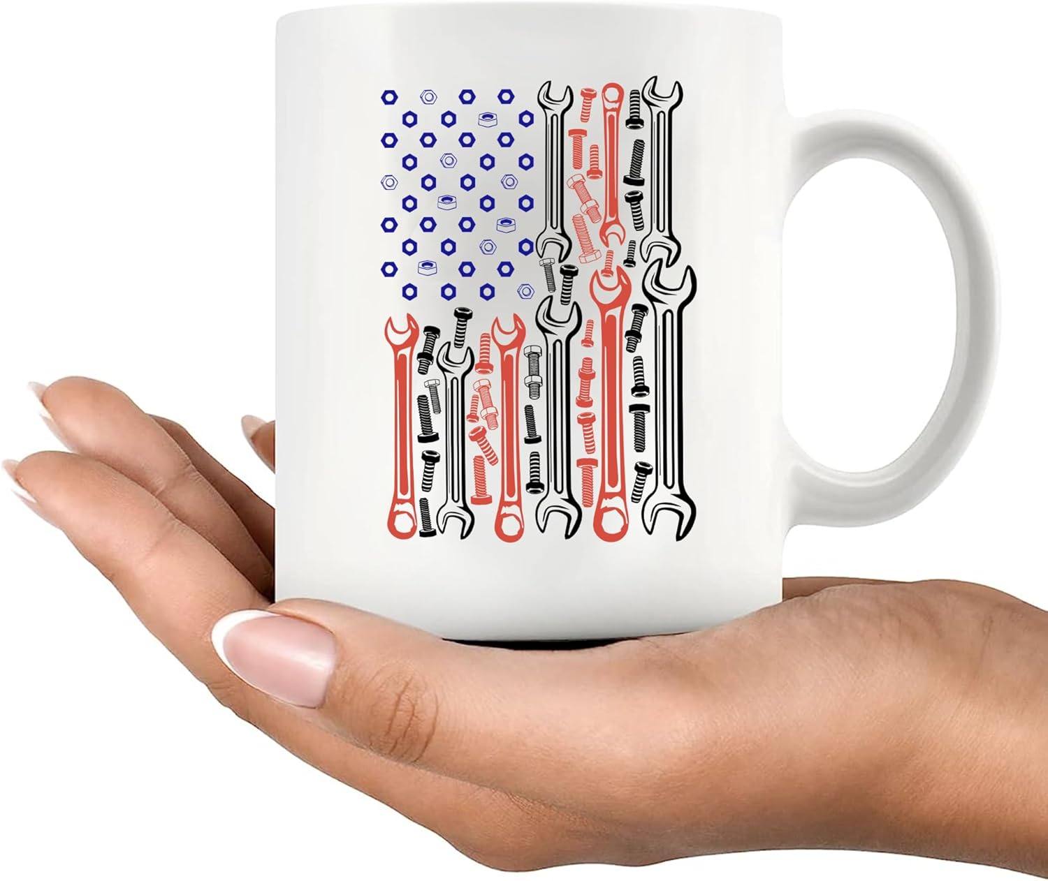 American Flag Mechanic Gift Coffee Mug Car Lover Patriotic Cup