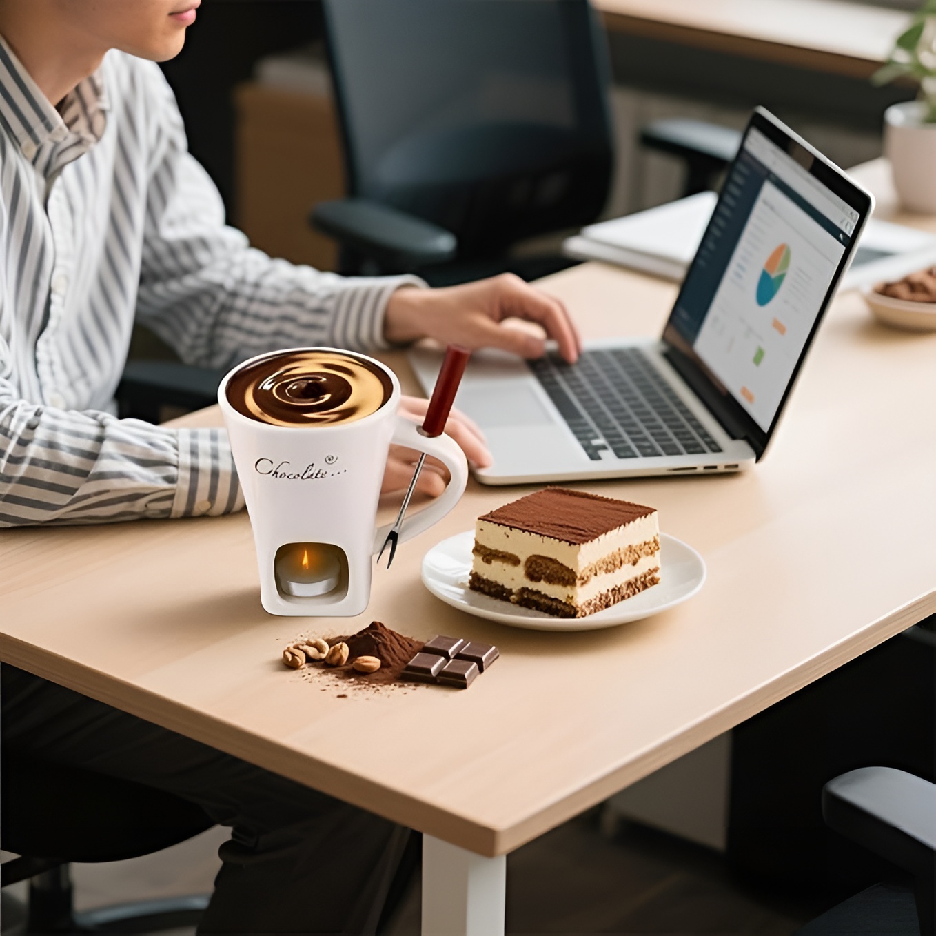 Mini Ceramic Chocolate Fondue Mug With Fork