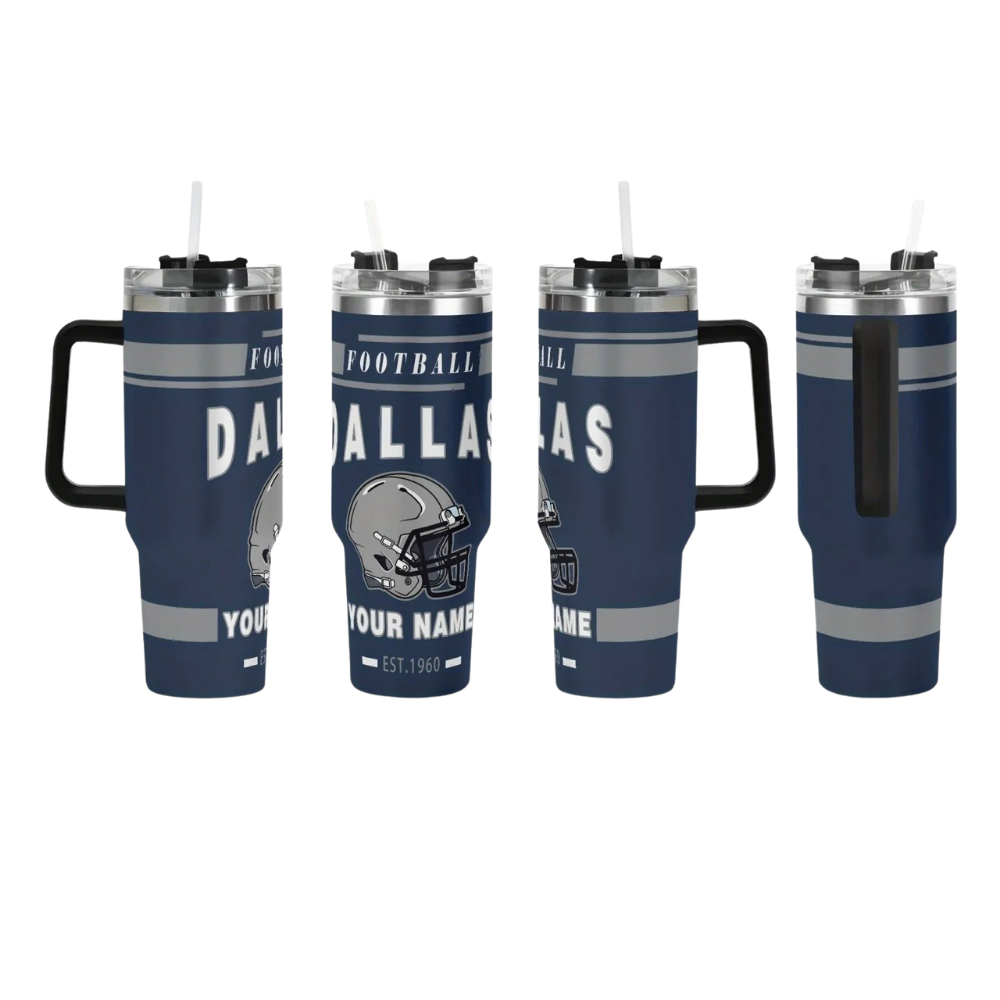 40oz Dallas Cowboys Football Team Themed Personalized Stainless Steel Travel Tumbler