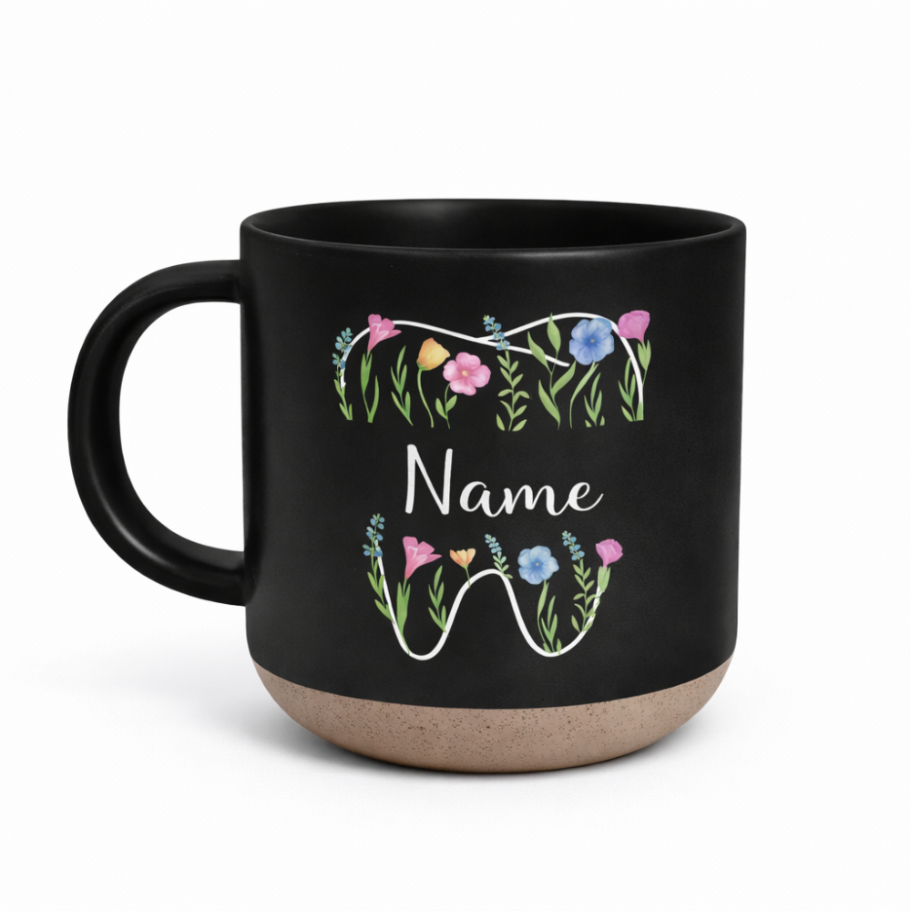 Custom Dental Themed Wildflowers Printed Pottery Mug