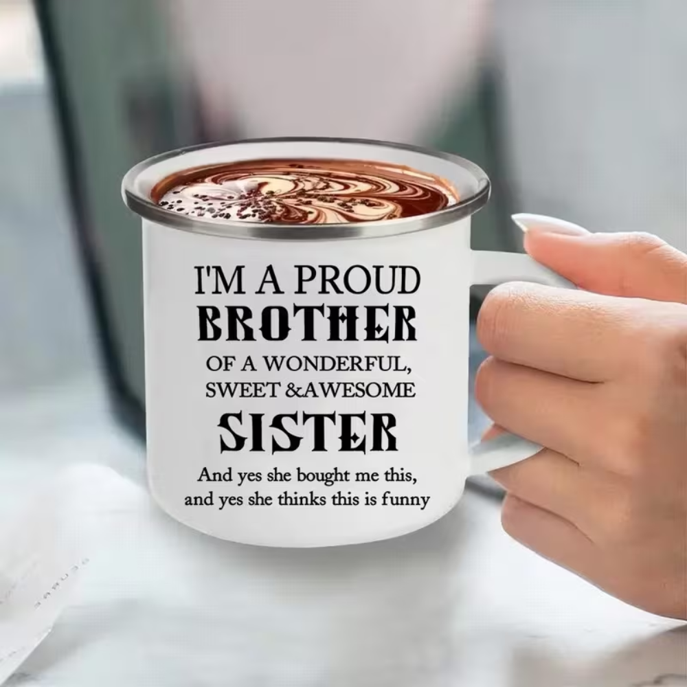 Brother's Delight: 12oz Enamel Coffee Cup - Perfect Gift for Brothers, Ideal for Christmas, Father's Day & Thanksgiving, Great for Camping & Outdoor Adventures