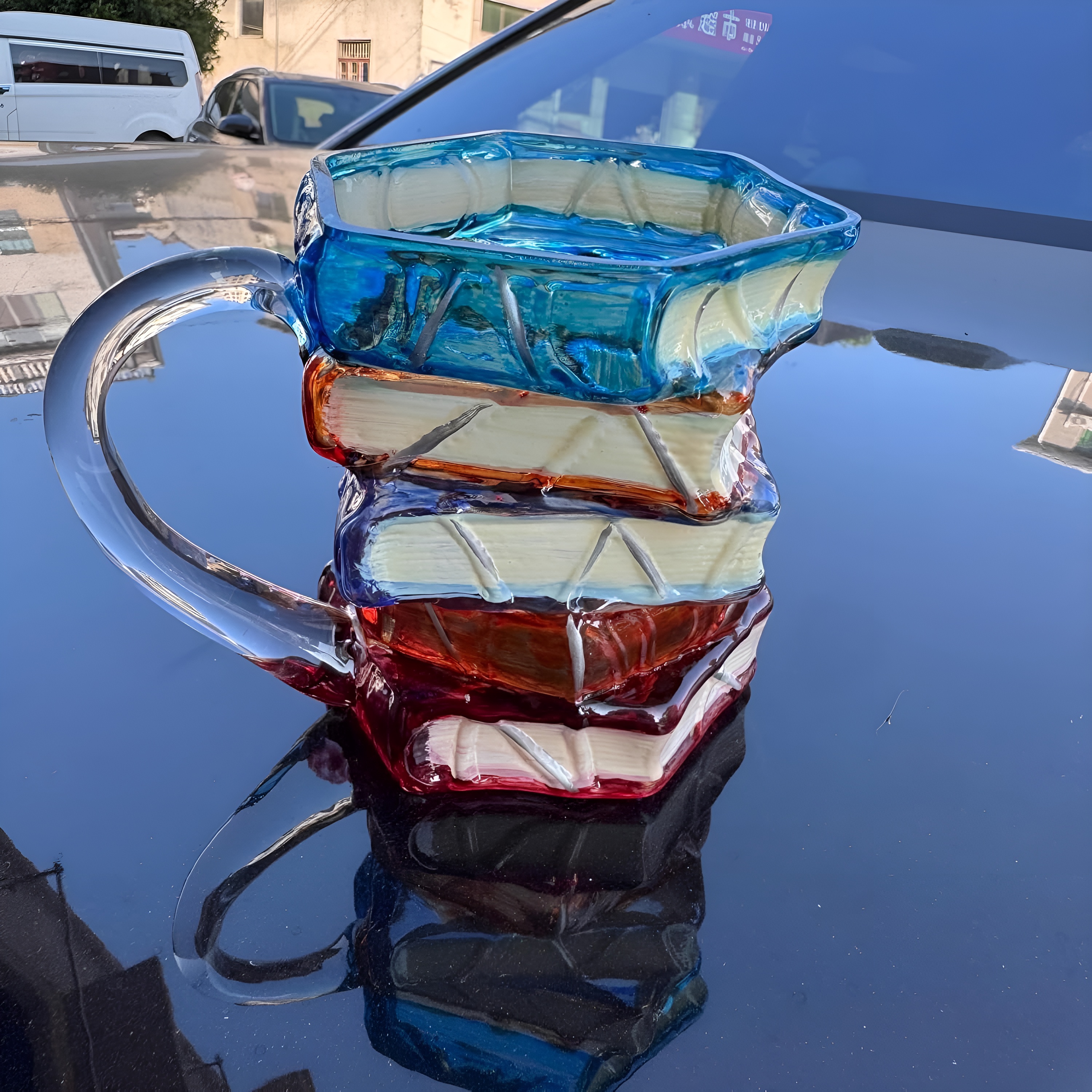 Painted Book Theme Glass Coffee Mug For Readers